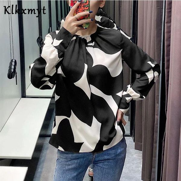 

klkxmyt blouse women 2021 fashion print loose casual blouses vintage long sleeve o neck female shirts blusas chic women's &, White