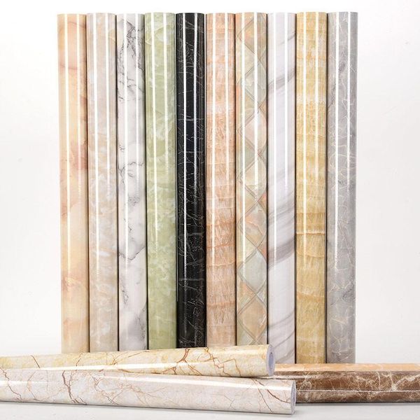 

wallpapers marble pattern kitchen oil-proof sticker waterproof bathroom self-adhesive wallpaper household stove refurbished wall paper