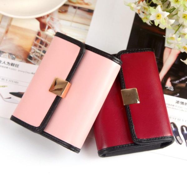 

wallets women small fashion brand leather purse luxury famous mini womens and purses short female coin, Red;black