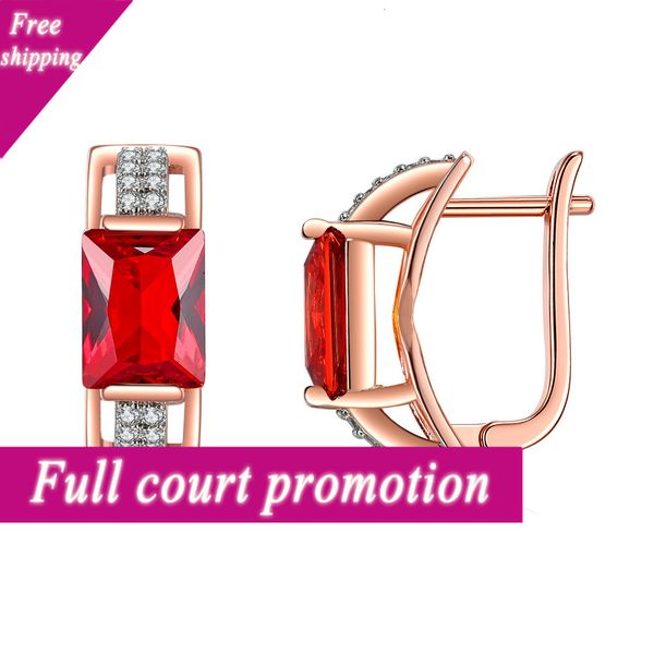 

geometric earrings in 2021 women's fashion rectangular red zircon kzce310, Golden