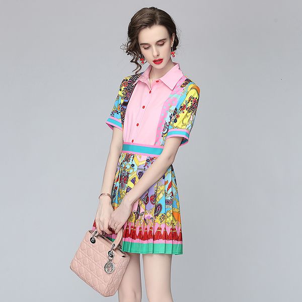 

two piece dress 2021 summer fashion temperament new exotic print lapel puff sleeve shirt female high waist slim skirt suit sets co, White
