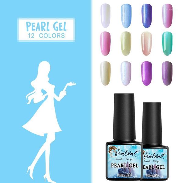 

beateal 12 colors 4pcs/set pink color shell gel polish lacquer led lamp nail art uv soak off pearl style nail1, Red;pink