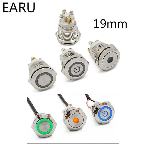 

smart home control 19mm 22mm reset momentary metal push button switch led light 12v 24v 110v 220v 4 screw foot waterproof car power