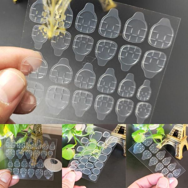 

nail gel 1 sheet false nails sticker transparent double-sided adhesive tapes stickers press on fake tips extension stick tools, Red;pink