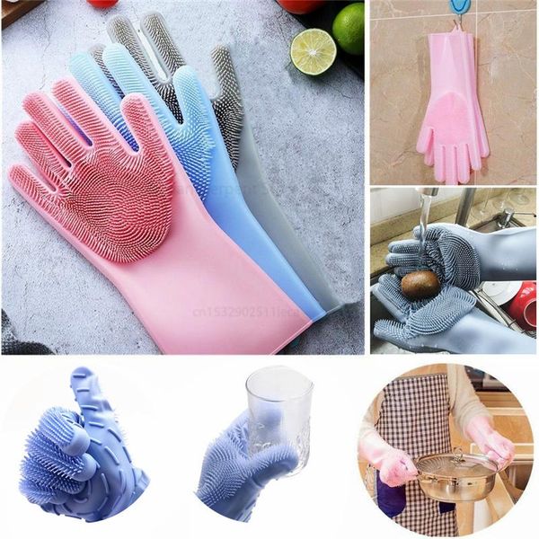 

disposable gloves magic silicone scrubbing for dishes dishwashing with scrubbers dish kitchen car wash and pet care