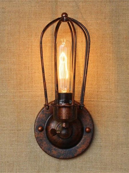 

wall lamp vintage loft metal cage light retro industrial adjustable country for kitchen aisle restaurant lighting fixtures