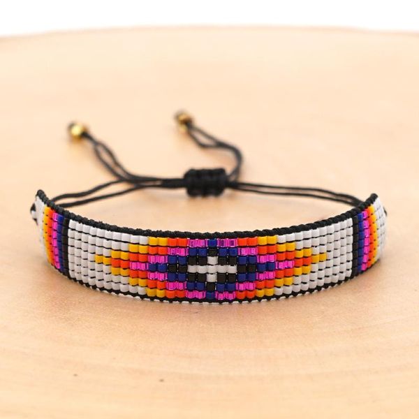 

beaded, strands boho vintage ethnic handmade woven adjustable seed beads bracelet for women fashion miyuki bracelets female jewelry gift, Black