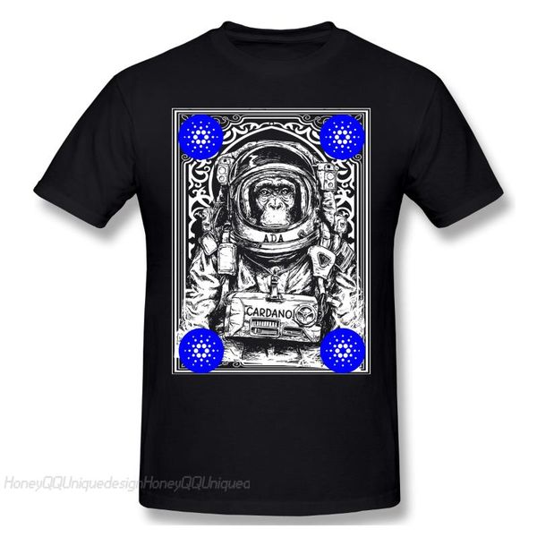 

men's t-shirts men tshirt space monkey art anime clothes shirt design cardano coin ada cryptocurrency cotton t-shirt, White;black