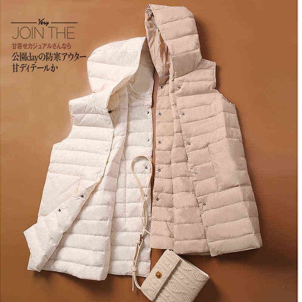

fashion down vest women's medium and long white duck et 2021 autumn winter coat, Black;white