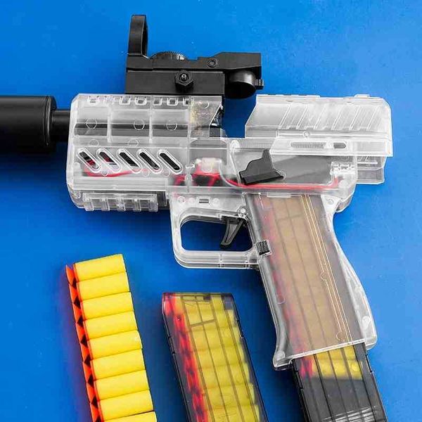 

uze electric continuous ssoft gun transparent body can be hanging empty bullet children's toy pistol