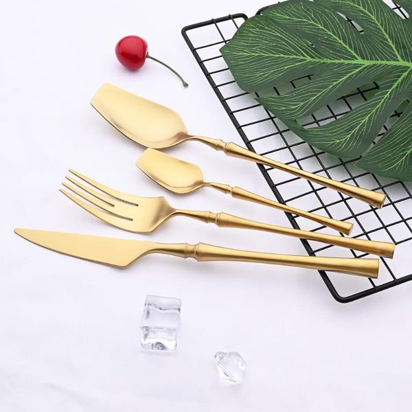 

flatware sets 2/4/6/8 set gold cutlery dinnerware 304 stainless steel dinner tea spoon fork knife kitchen western tableware gift