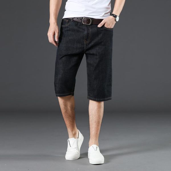 

summer brand stretch thin cotton denim jeans male short men knee length soft blue casual shorts plus size 28-44 men's