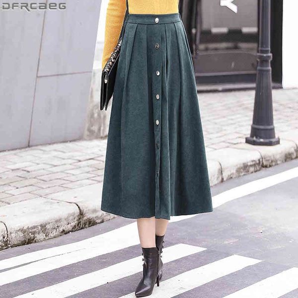 

casual dresses vintage single-breasted long skirt women modis autumn winter saias elastic high waist maxi skirts black green pink, Black;gray