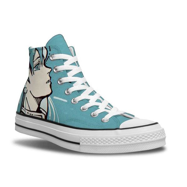 

high-canvas shoes female 2021 summer ins anime print personality original shoes fashion lace casual flat shoes