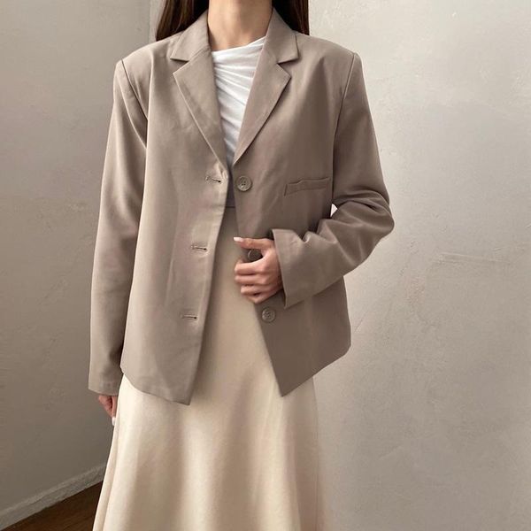 

women's suits & blazers [ewq] 2021 spring minimalist long sleeve single breasted women blazer japan style loose casual ladies office co, White;black