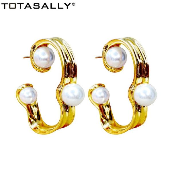 

trend party stud earrings oversize irregular geometric statement earring lady pearl cocktail jewelry dropship, Golden;silver