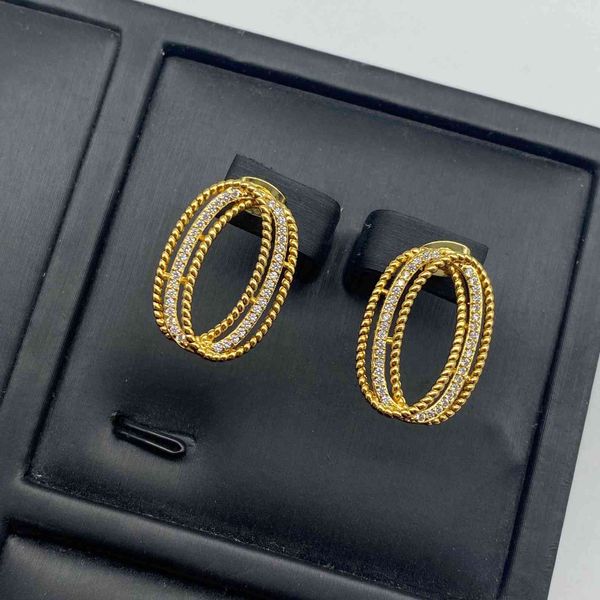 

french oval multi ring earrings advanced simple earrings cool wind 18k metal commuting earrings, Golden