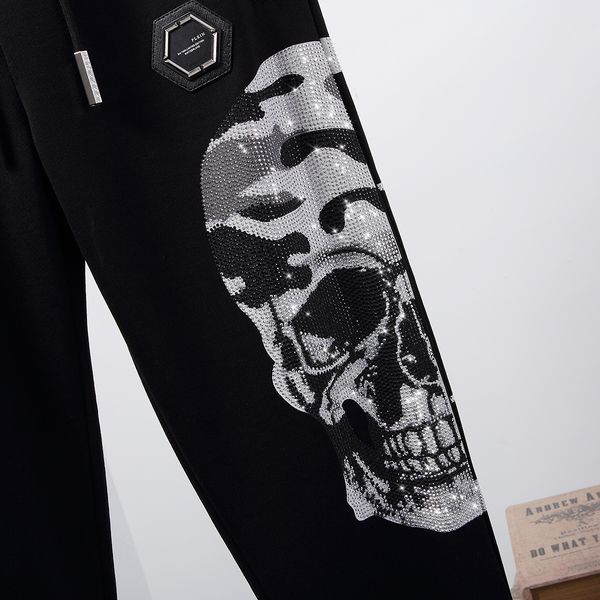 

plein bear jogging trousers stones gothic mens womens pants sports luxury designers sweatpants drawstring joggers couple brand clothing 8418, Black