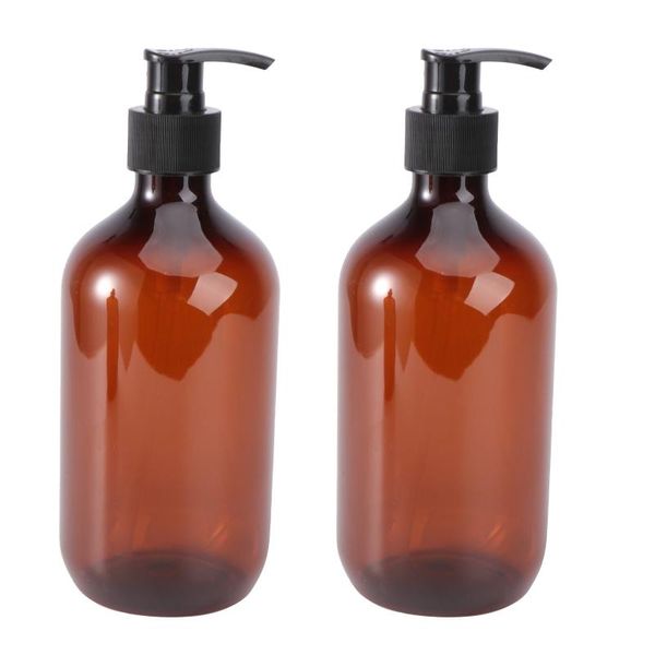 

liquid soap dispenser 2pcs 500ml empty shampoo bottles opaque versatile pump bottle drip-lotion container hand (light brown)