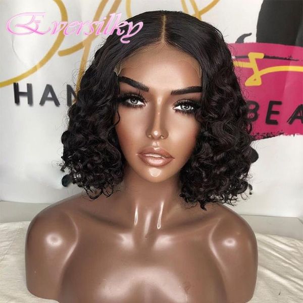 

lace wigs short curly bob human hair front remy for summer, Black;brown