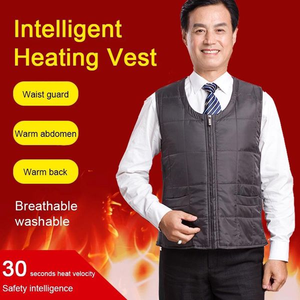 

men autumn winter usb charging heating vest smart electric warm 5 zone coat washable thermal men's vests, Black;white