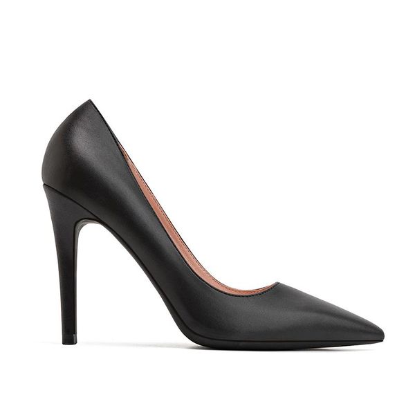 

dress shoes summer solid color pointed toe all-match stiletto single banquet large size small professional women's shoe, Black
