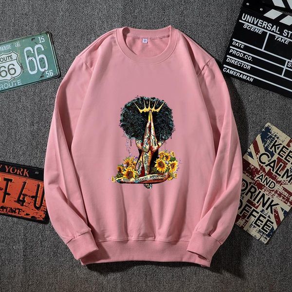 

women's hoodies & sweatshirts melanin afro magic queen women pullover female fashion cotton sweatshirt black lady harajuku clothing