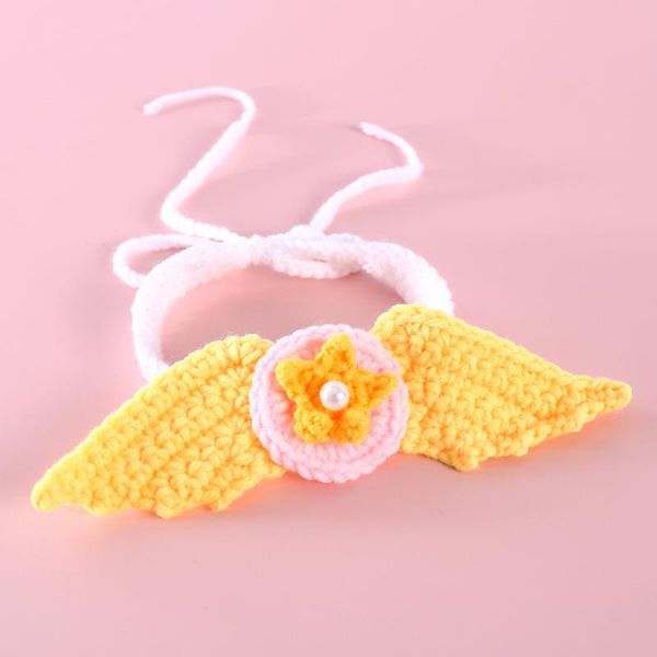 

cat costumes pet handmade knitted wings wool five-pointed star adjustable collar dog internet celebrity necklace