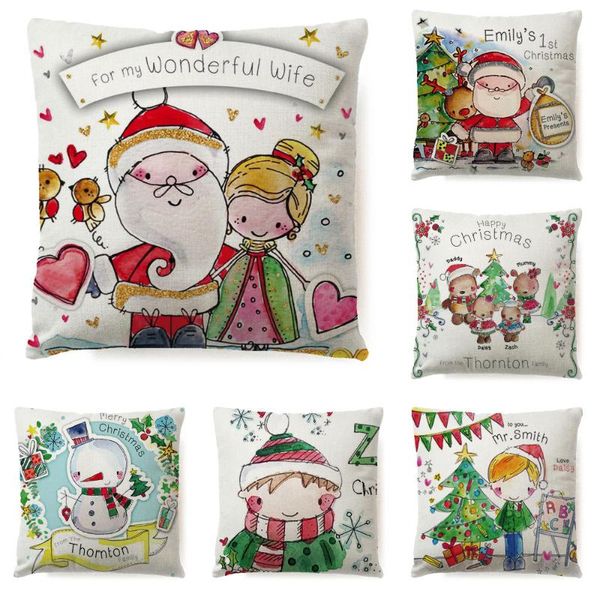 

cushion/decorative pillow christmas girls santa claus snowman linen cushion