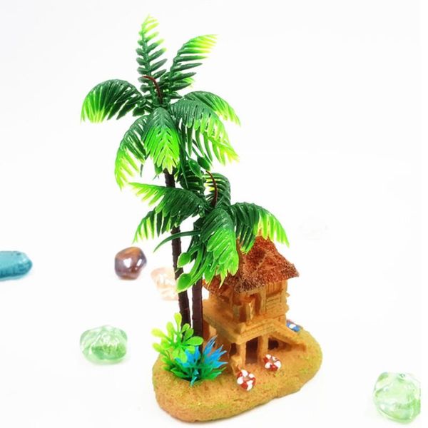

decorations polyresin aquariums fish tank ornaments simulation coconut tree castle aquarium aquario decoration