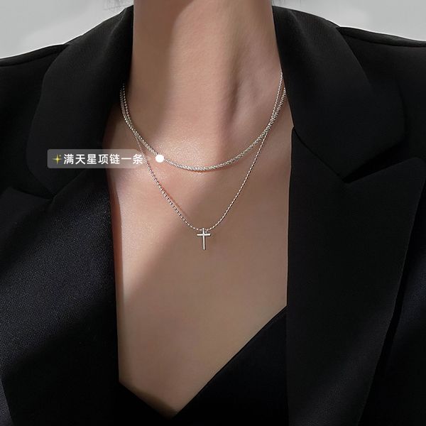 

all over the sky star necklace new venus cross wind fold to wear necklace, Silver
