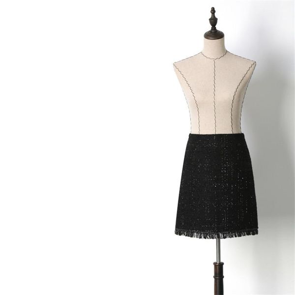 

skirts handmade luxury skirt for women fashion vintage bright silk tweed empire mini black