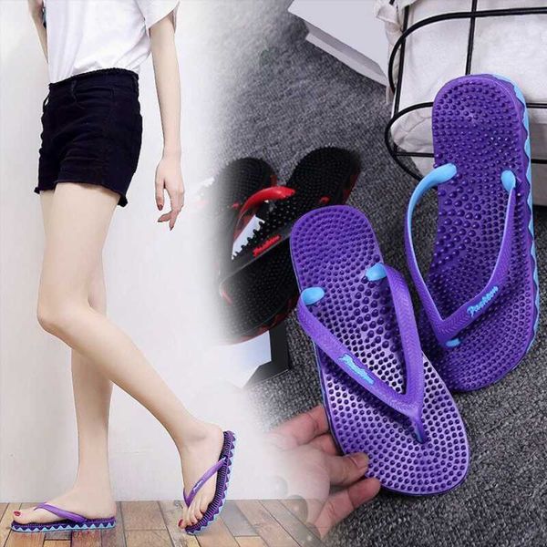 

summer outdoor non-slip women's flip flops massage home ladies slippers, Black