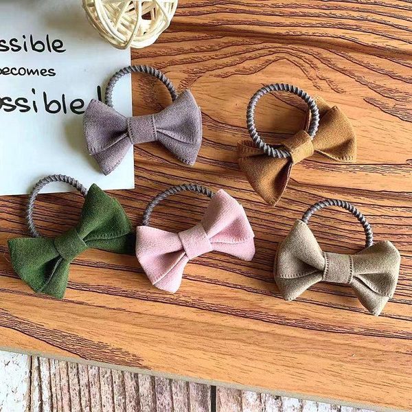 

hair accessories girls elastic bands 5/8pcs/bag boutique suede bow ties rope scrunchies clips hairpins kid, Slivery;white