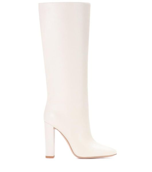 

boots women's high heel white pu knee large goods, Black