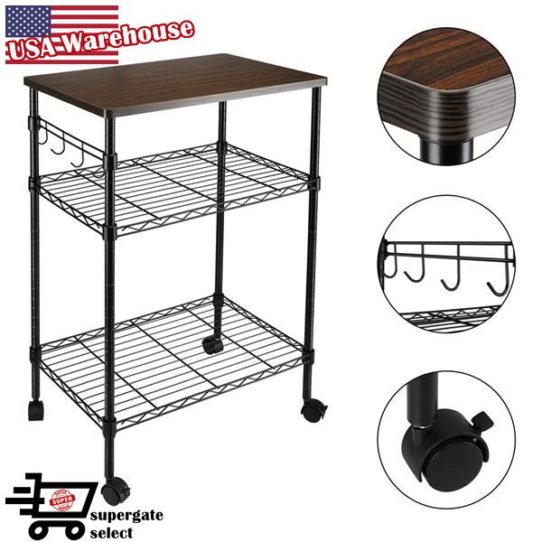 

3-tier kitchen utility cart wood for organize
