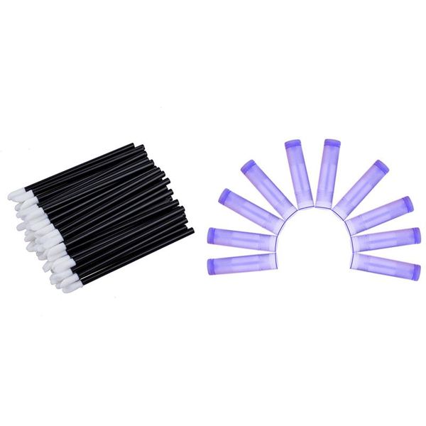 

storage bottles & jars 110pcs accessories: 100 pcs disposable lip brush gloss wands 10 purple lipstick empty tube wax