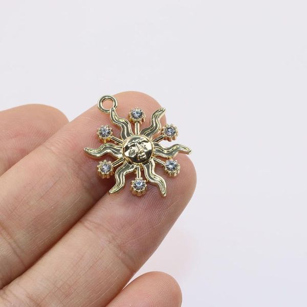 

charms eruifa 6pcs18mm sun with rhinestone coin zinc alloy necklace,earring bracelet jewelry diy handmade 2 colors, Bronze;silver