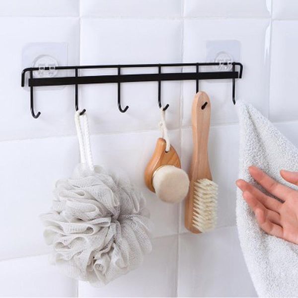 

creative iron hook non-punching key clothes hat kitchen bathroom wall strong storage rack 6 hooks 1pc & rails