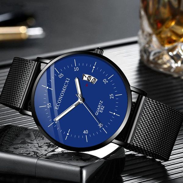 

wristwatches quartz fashion casual watch simple design luminous mens watches mesh strap wristwatch relogio masculino modern gift, Slivery;brown