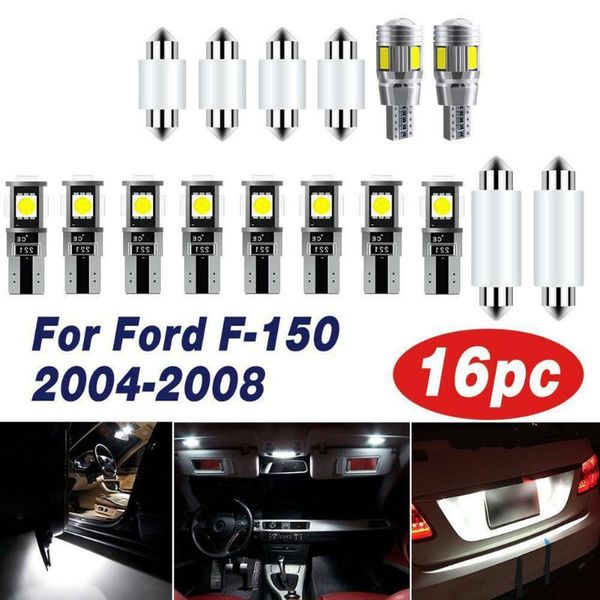 

emergency lights for f150 2004-2008 super white smd led interior package kit 16 pcs trunk/boot/cargo area