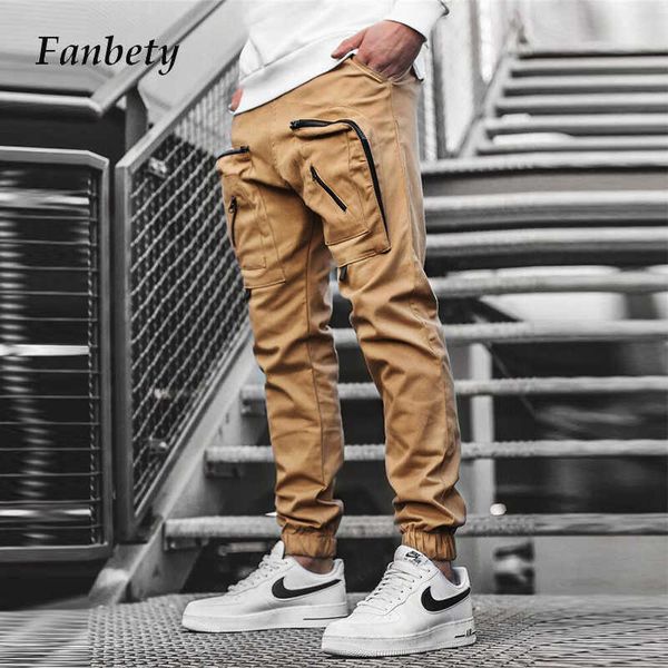 

men's pants men vintage patchwork multi-pocket joggers spring harajuku sweatpant hip hop casual male trousers 2ppj, Black