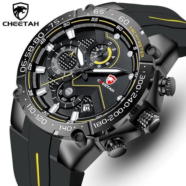 

wristwatches 2021 cheetah men watch fashion chronograph sports waterproof quartz wristwatch male clock relogio masculino, Slivery;brown