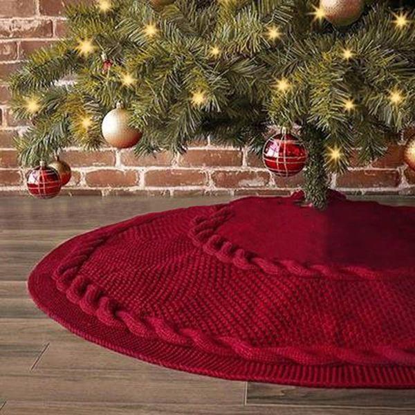 

christmas decorations red knitting tree skirt venue bow home decoration 2022