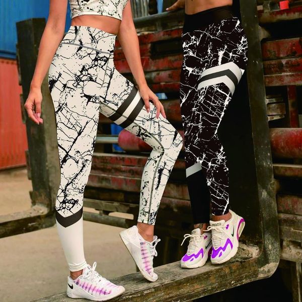

women's leggings ins styles stripe printed fashion womens for leggins slim stretch trouser black &white texture pants