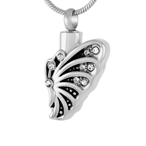 

wholesale cremation jewelry butterfly shape ashes pendant necklace, used for cremation funeral souvenir jewelry to commemorate family, Silver