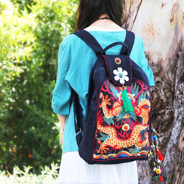 

backpack naxi.hani original embroidery canvas style vintage tassel