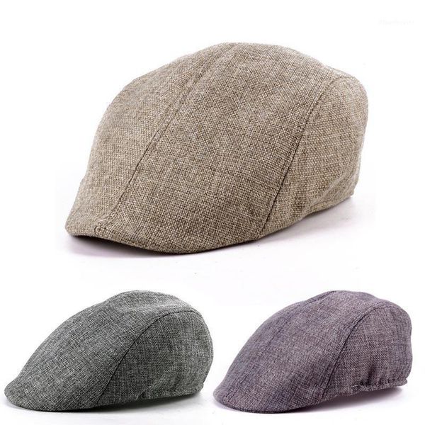 

spring summer men peaked cap cotton linen beret casual hat casquette caps ser881, Blue;gray