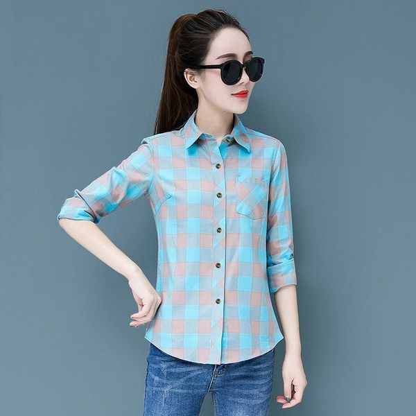 

spring women blouses long sleeve plaid blouse korean casual streetwear shirts elegant shirt 5xl plus size ladies print, White