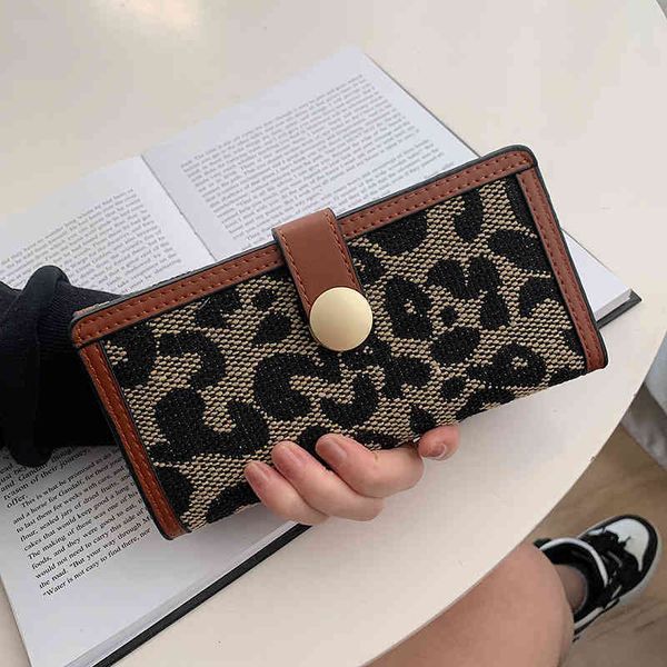 

2022 factory outlet canvas short purse women's long contrast color folding change clip multi card buckle handbag tide bag ins 4wkg